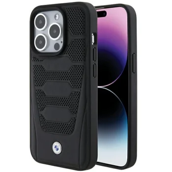 BMW Leather Seats Pattern dėklas telefonui iPhone 15 Pro Max 6.7", juodas
