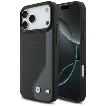 BMW dėklas iPhone 17 Pro Max telefonui M Carbon Logo MagSafe, pilkas (Graphite)