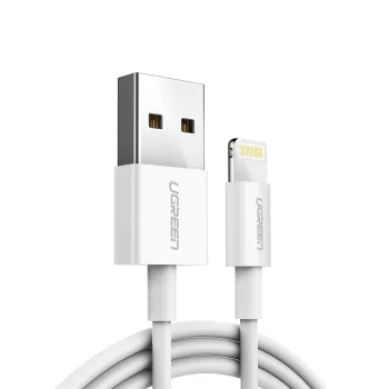 „Ugreen US155“ USB-A į „Lightning“ MFi laidas, 2.4A, 1 m, baltas