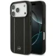 Mercedes Leather Star Pattern Stripes MagSafe dėklas, skirtas iPhone 17 Pro, juodas