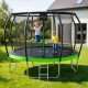 4FIZJO PRO 374 cm 12FT Garden Trampoline for Kids with Net and Ladder, Green/Black