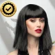 Short Black Bob Wig with Bangs for Costume Party, Carnival, Bachelorette