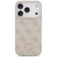 Guess iPhone 17 Pro dėklas Leather 4G Triangle Strass MagSafe, rožinis