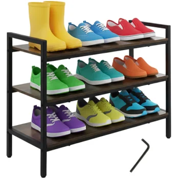 Triejų lentynų batų stovas Ruhhy 00027038, 79 cm, juodas/rudas
