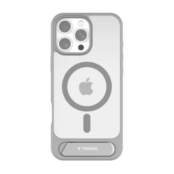 Torras Pstand dėklas telefonui iPhone 16 Pro Max, pilkas