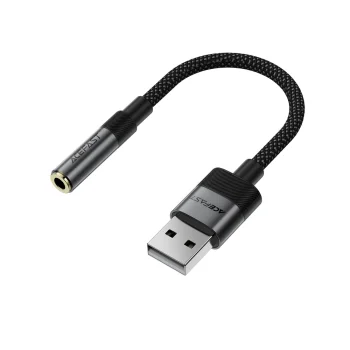 Garso adapteris Acefast J13, USB-A į 3.5 mm mini jack, juodas
