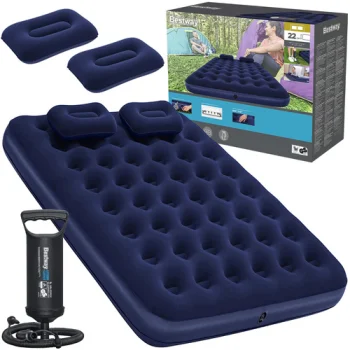 Bestway 67374 Dvivietis pripučiamas čiužinys su pompa ir pagalvėmis, 203x152x22 cm