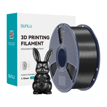 Sunlu PLA+ Silk 3D spausdintuvo plastikas, juodas