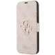 Guess 4G Big Metal Logo atverčiamas dėklas iPhone 15 / 14 / 13, rožinis