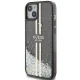 Guess dėklas iPhone 15 Plus / 14 Plus Liquid Glitter Gold Stripes, juodas