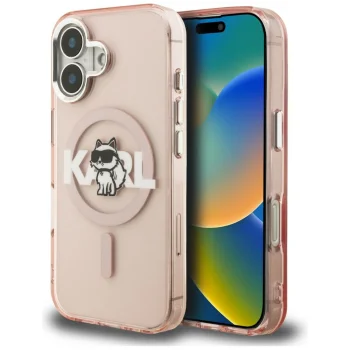 Karl Lagerfeld IML Choupette Sketch MagSafe Case for iPhone 16 - Pink