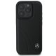 Mercedes iPhone 16 Pro dėklas Curved Stitches Leather, juodas
