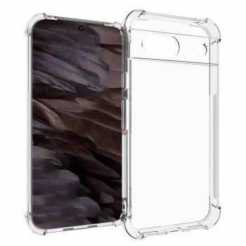 Google Pixel 8a neslystantis, smūgiams atsparus dėklas, skaidrus