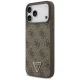 Guess Leather 4G Triangle Strass MagSafe dėklas iPhone 17 Pro Max, rudas