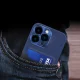 Dėklas iPhone 14 Pro Max su kortelių kišenėle ir stovu Leather Stand Case, mėlynas