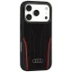 Audi R8 Genuine Leather MagSafe dėklas telefonui iPhone 18 Pro / 17 Pro, juodas ir raudonas