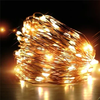 100 LED vielinė girlianda su baterijomis 10m Šiltai balta