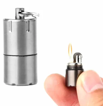 Mini Petrol Lighter Keychain, Silver