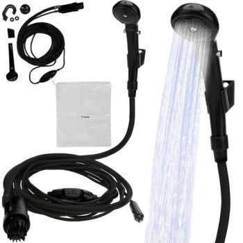 Trizand Portable Camping Shower with 12V Pump, Black/Grey