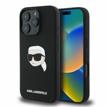 Karl Lagerfeld Silicone Karl Head Print MagSafe Phone Case Cover iPhone 16 Pro Max - Black