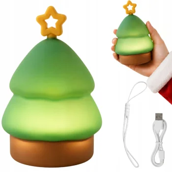 Silikoninė LED naktinė lemputė „Eglutė“, USB, 3 režimai
