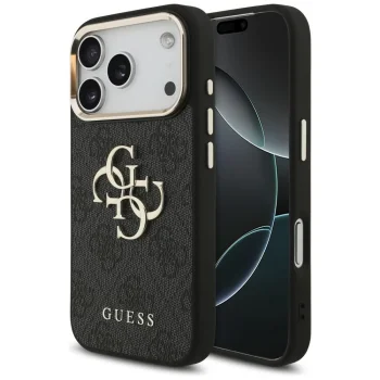 Guess 4G Big 4G Classic Logo dėklas, skirtas iPhone 17 Pro / 18 Pro, juodas
