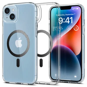 Spigen Ultra Hybrid Mag dėklas, skirtas iPhone 14 Plus su MagSafe, Clear Gray