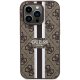 Guess dėklas iPhone 15 Pro telefonui 4G Printed Stripes MagSafe, rudas