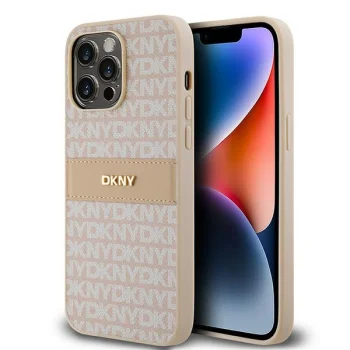 DKNY Mono Stripe & Metal Logo dėklas, skirtas iPhone 14 Pro, rožinis