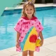 Children’s shark hooded towel poncho, pink, 50 × 100 cm