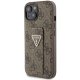 Guess dėklas iPhone 15 telefonui Grip Stand 4G Triangle Strass, rudas