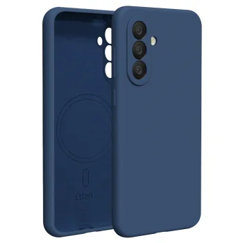 Dėklas Etteri Silicone Mag telefonui Samsung Galaxy A57 5G, tamsiai mėlynas