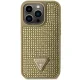 Guess Rhinestone Triangle dėklas iPhone 14 Pro telefonui, auksinis