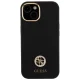 Guess Silicone Logo Strass 4G dėklas iPhone 15 / 14 / 13, juodas