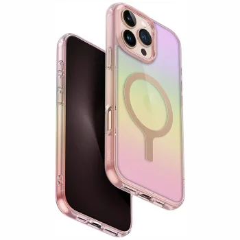 Uniq Iridescia Magclick Charging dėklas, skirtas iPhone 16 Pro Max, rožinis