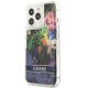 Guess Flower Liquid Glitter dėklas Apple iPhone 13 Pro / 13, Mėlynas