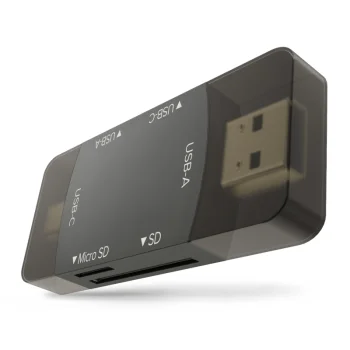 Atminties kortelių skaitytuvas ir šakotuvas Newell OTG 4-in-1 3.0, USB-A ir USB-C, grafito