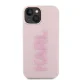 Karl Lagerfeld dėklas iPhone 15 Plus / 14 Plus 3D Rubber Glitter Logo, rožinis