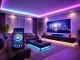 RGB LED juosta 3 m su „Bluetooth“ programėle ir pulteliu, juoda