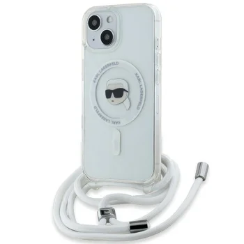 Karl Lagerfeld dėklas iPhone 15 / 14 / 13 Crossbody IML Karl Head MagSafe, skaidrus