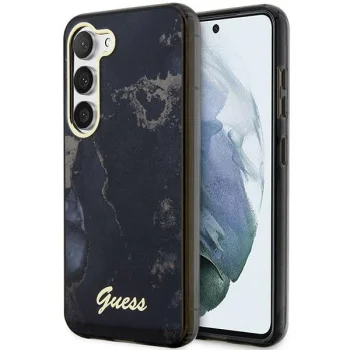 Guess Samsung Galaxy S23 dėklas Golden Marble, juodas