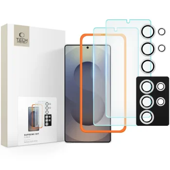 Tech-Protect Supreme Tempered Glass Set for Samsung Galaxy S25 Ultra, Clear