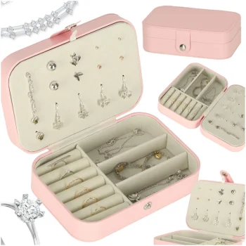 Compact Jewelry Box / Organizer, Pink