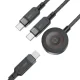 Acefast C6-11 3in1 USB-C laidas - 2x USB-C / Qi 100W 1.2m, juodas