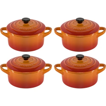 Mini troškintuvų rinkinys Le Creuset Stoneware 4 vnt., 0.25 l, raudonas