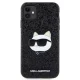 Karl Lagerfeld dėklas iPhone 11 / XR, Glitter Choupette Patch, juodas