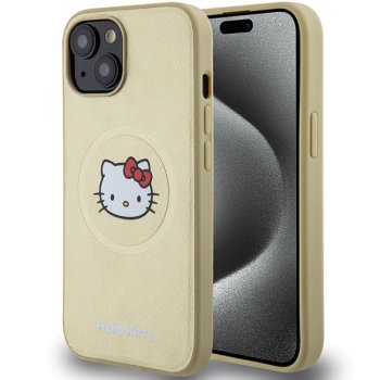 Hello Kitty iPhone 14 Case Leather Kitty Head MagSafe, Gold