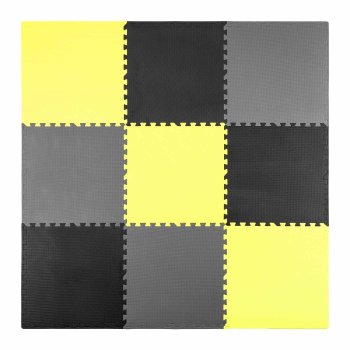 Puzzle foam mat 180x180cm 9 pcs grey yellow