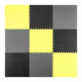 Puzzle foam mat 180x180cm 9 pcs grey yellow