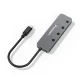 Wozinsky WHS080YSS 4 prievadų USB-A 3.0 šakotuvas su jungikliais ir USB-C laidu, pilkas